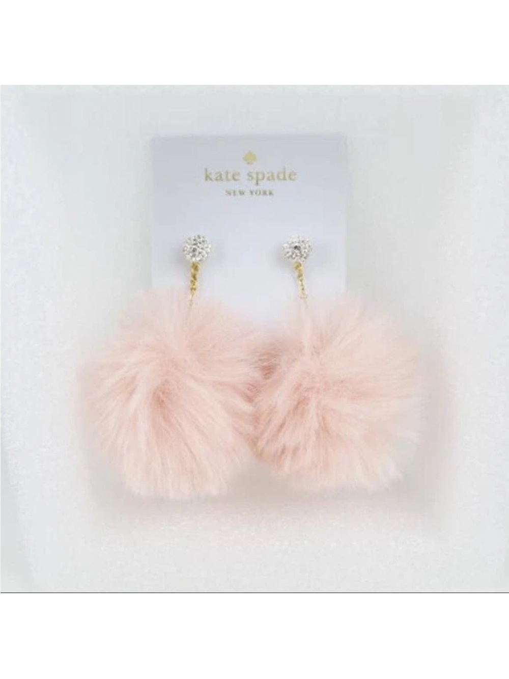 Kate Spade Chic & Cushy Flying Colors Pouf Blush Earrings Pink Puff Gold